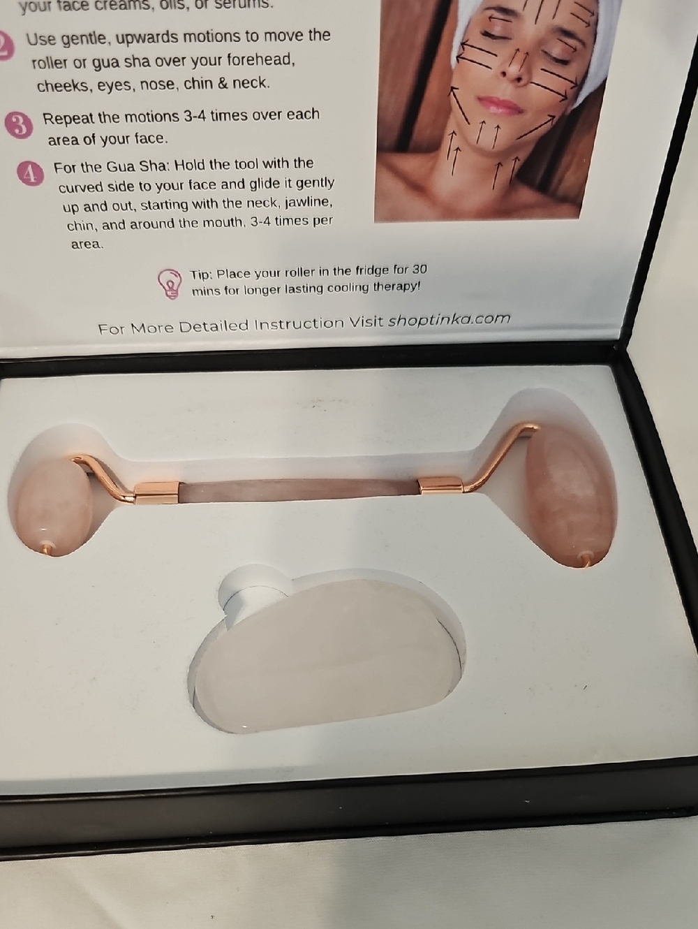 Rose Quartz Face Roller & Gua Sha Set - Pink